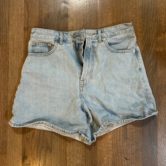 EVERLANE The A-Line Denim Short Powder Blue Size 27 - Picture 2 of 3